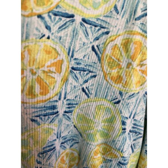 Lands’ End Women’s 2X Citrus Orange Lemon Split Neck Cotton Spandex Top - Picture 3 of 9